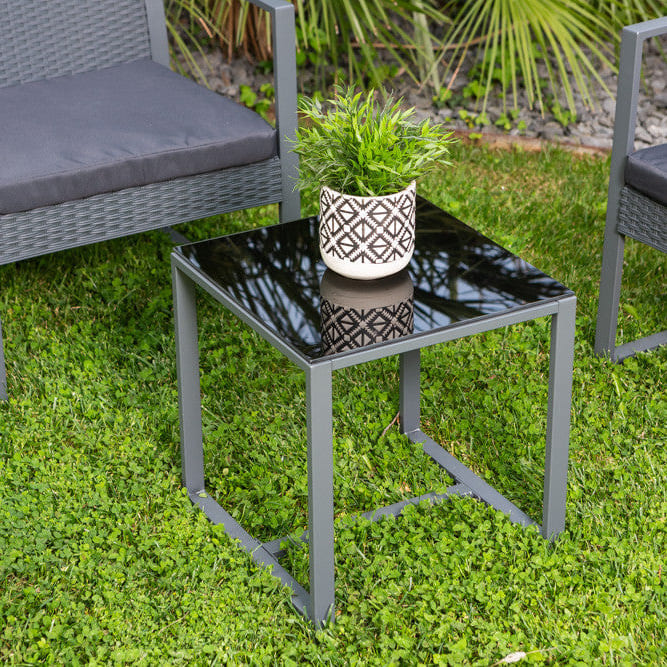 OLBIA BALCONY - Set exterior din polipropilenă efect ratan și oțel vopsit