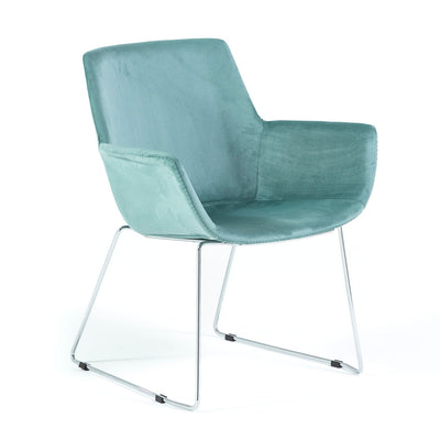 REGINA - Fotoliu elegant din catifea cu picioare metalice cromate