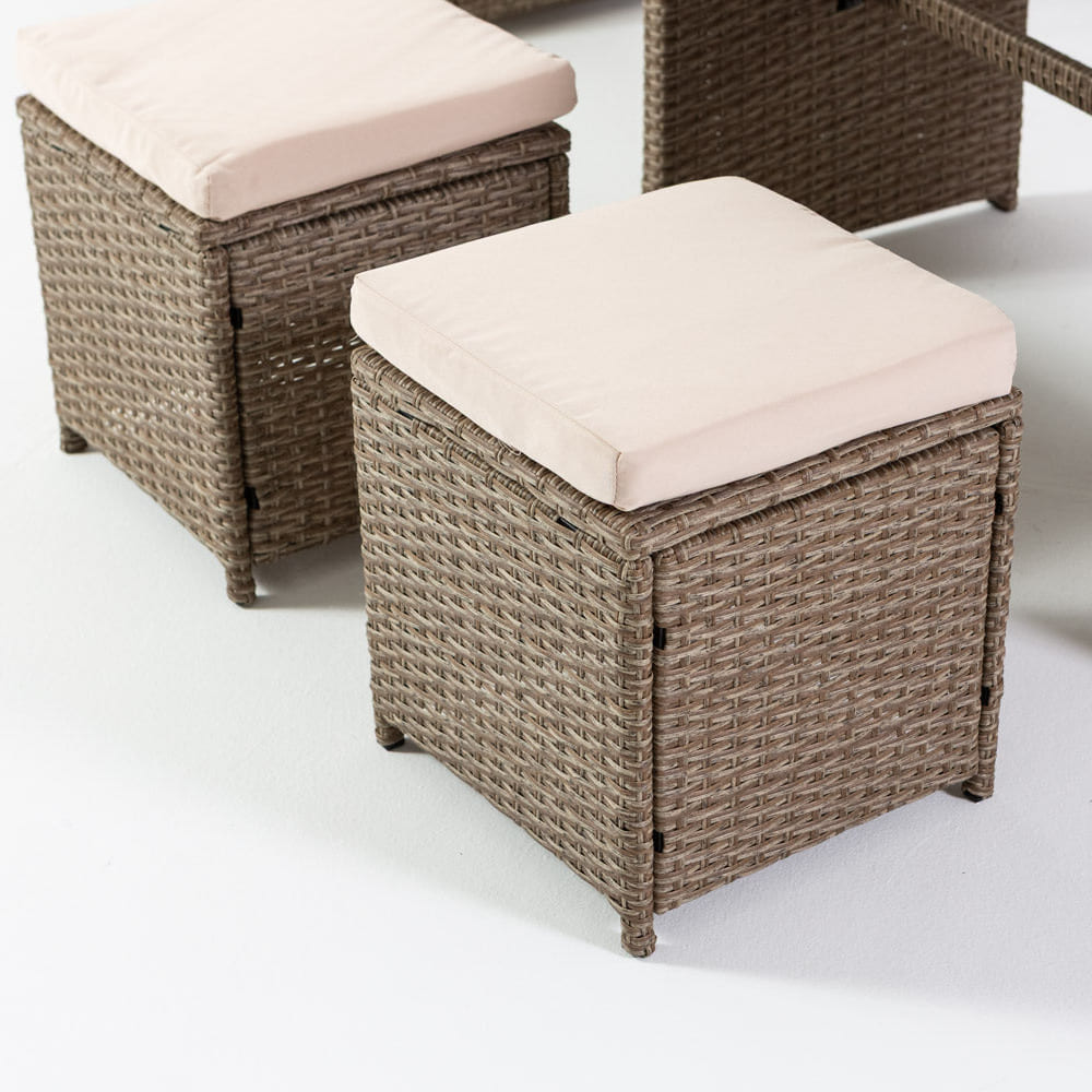 SIENA - Set de grădină din poliratan cu divan colțar, 2 poufuri și masă rectangulară