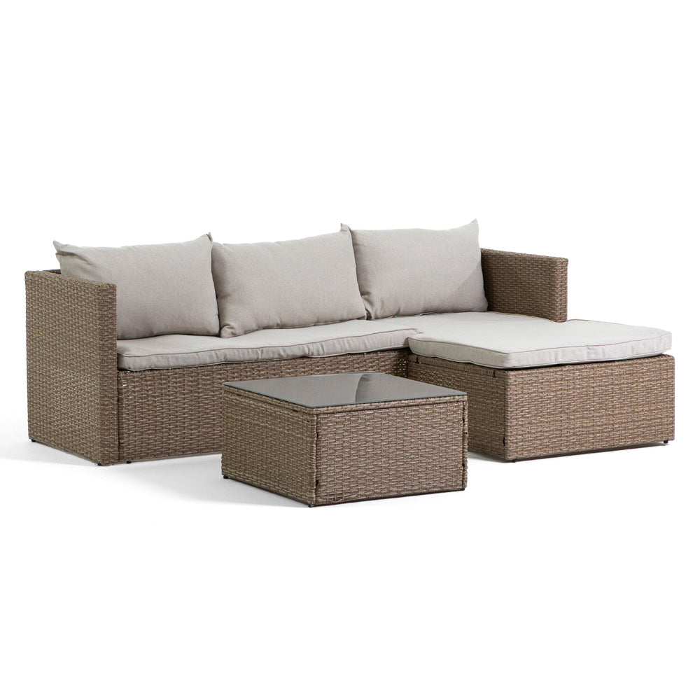 BURANO RELAX set de grădină tip colț cu canapea și măsuță, design elegant lounge pentru terasă și balcon