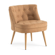 COSTANZA fotoliu elegant din țesătură cu design capitonné, spătar confortabil și picioare din metal efect lemn, ideal pentru living și dormitor