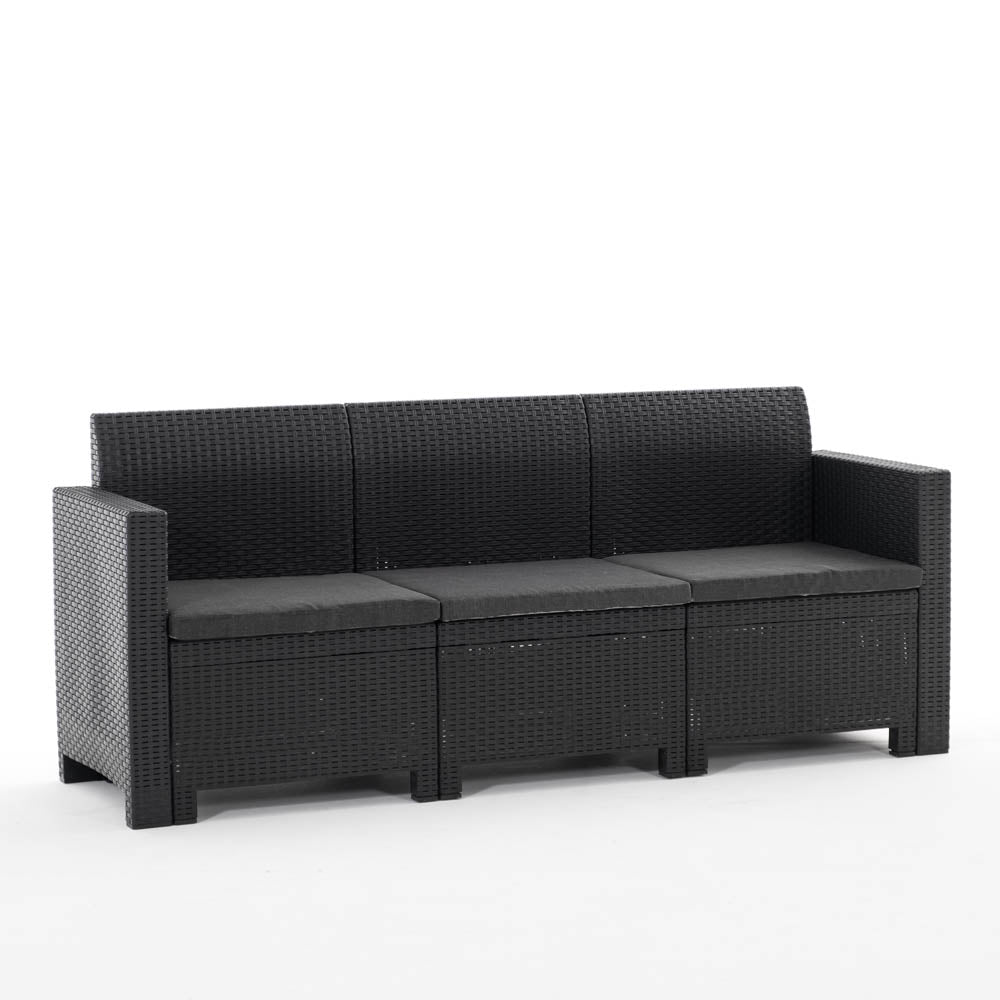 SALINA 3 - Set de grădină compact cu canapea cu 3 locuri, fotolii și masă