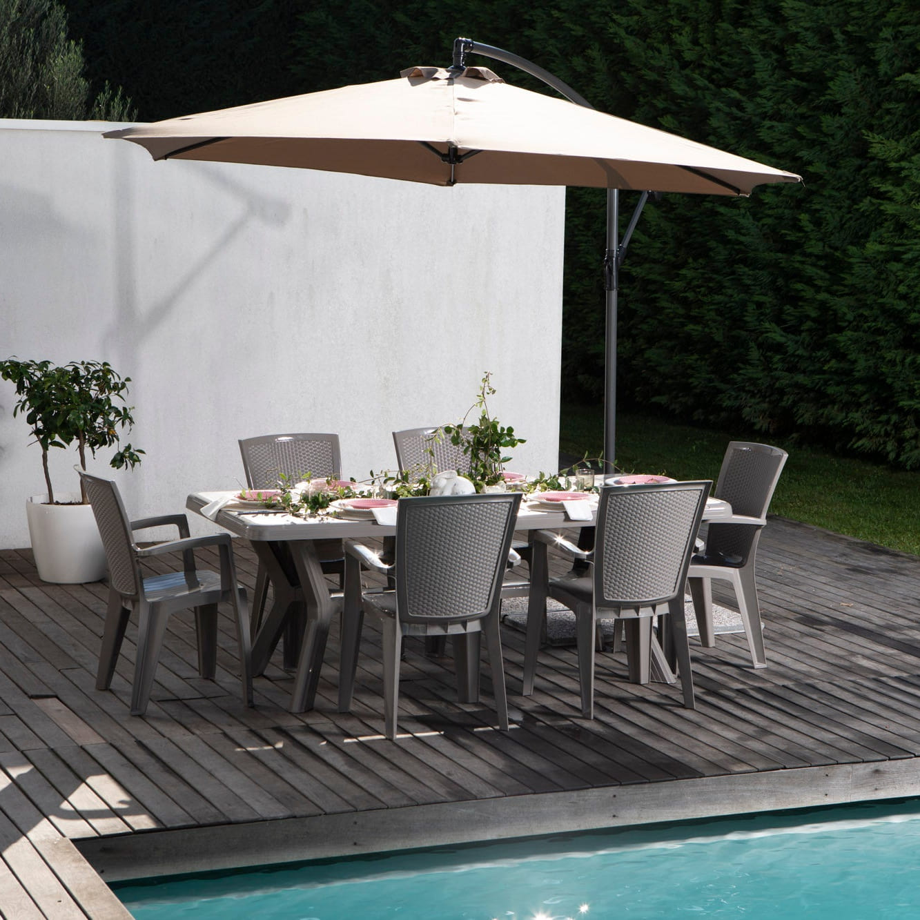 PONENTE - Umbrela terasă 290 cm cu braț lateral și structură din aluminiu