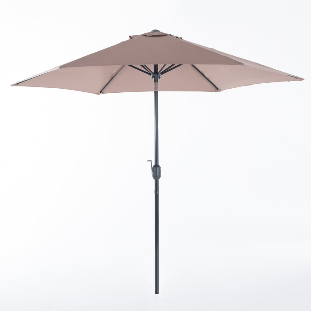 Levante – Umbrelă grădină Ø270 din aluminiu, cu manivelă și înclinare. Material impermeabil, ideală pentru terasă, balcon sau plajă, protecție UV.