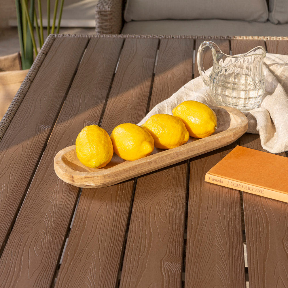 FIRENZE - Set exterior poliratan cu divan colțar mare, poufuri și masă pentru dining