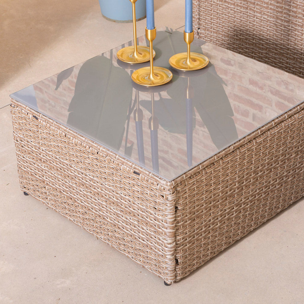 BURANO - Set de grădină tip colț cu canapea și măsuță, design elegant pentru spații outdoor