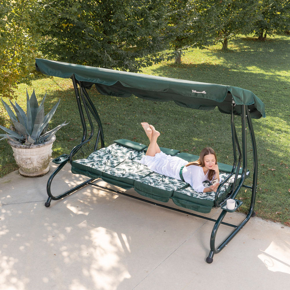 MIZAR XL - Balansoar 4 locuri din metal pentru exterior cu funcție de pat