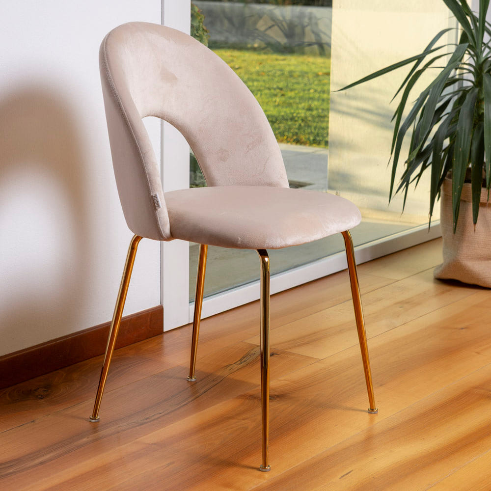 MARGOT - Scaune tapitate din catifea cu design curbat și picioare metalice