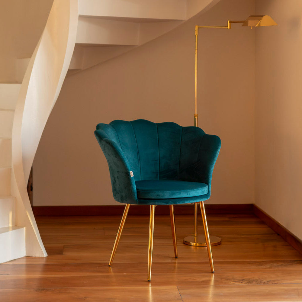 SHELLY - Fotoliu elegant din catifea cu design tip petală