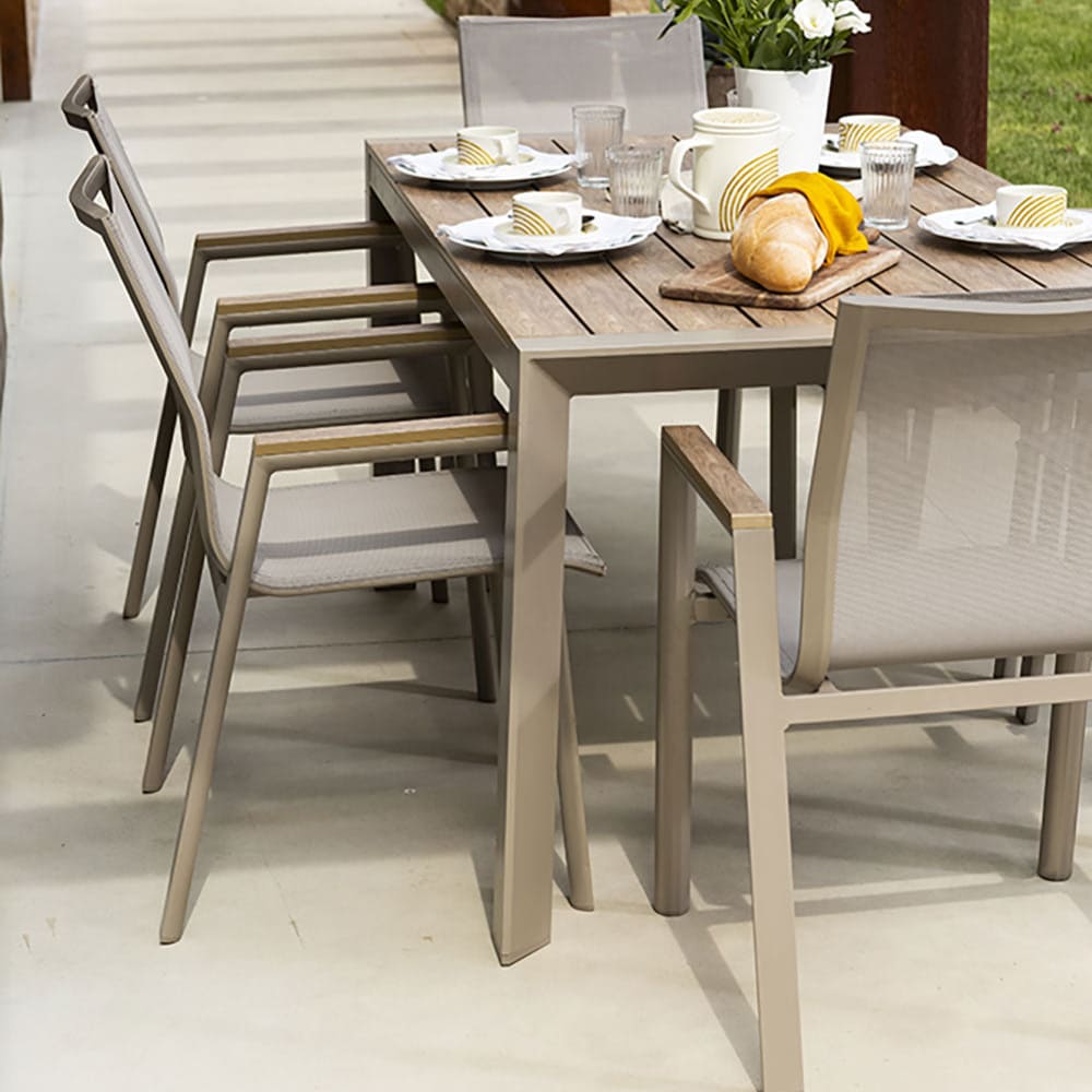LIAM & DEVA - Set masă cu 6 scaune din aluminiu pentru grădină