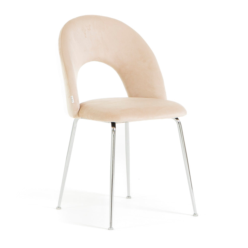 MARGOT - Scaune tapitate din catifea cu design curbat și picioare metalice