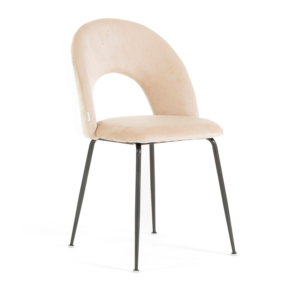 MARGOT - Scaune tapitate din catifea cu design curbat și picioare metalice