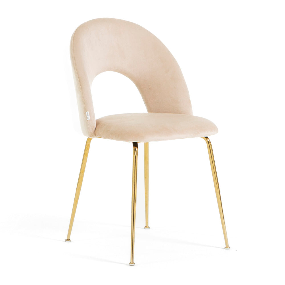 MARGOT - Scaune tapitate din catifea cu design curbat și picioare metalice