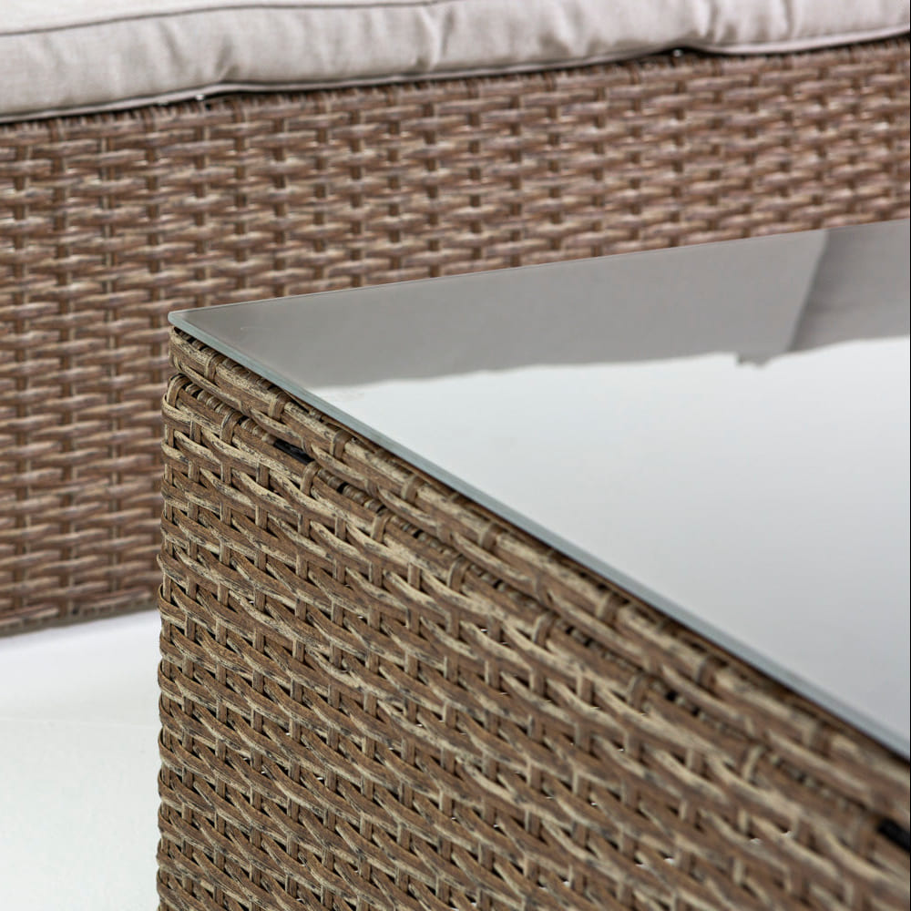 BURANO - Set de grădină tip colț cu canapea și măsuță, design elegant pentru spații outdoor