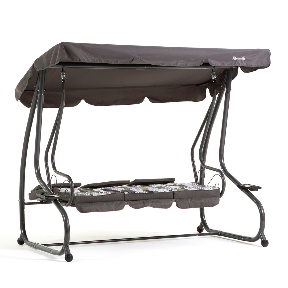MIZAR - Balansoar 3 locuri din metal pentru exterior cu funcție de pat