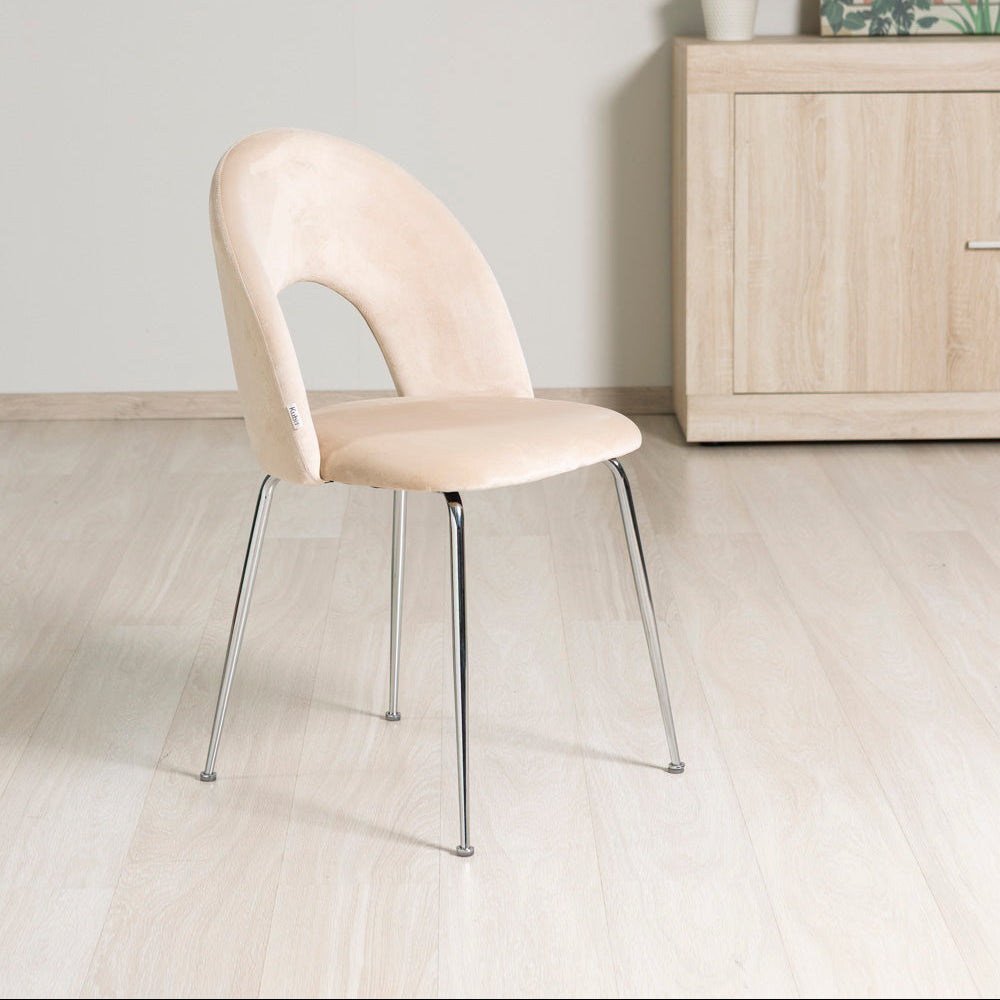 MARGOT - Scaune tapitate din catifea cu design curbat și picioare metalice