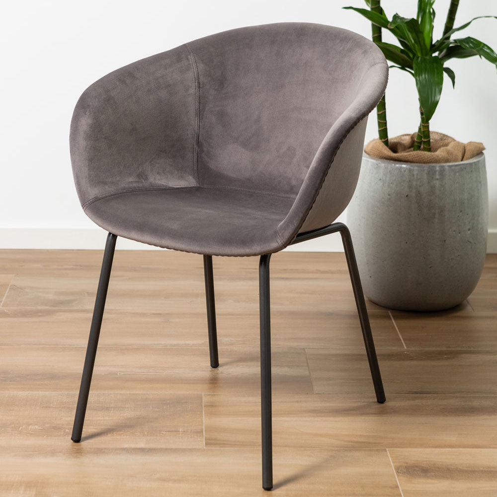 ELODIE - Scaune din catifea cu șezut ergonomic și picior metalic