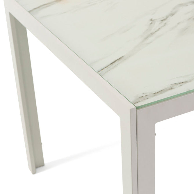 MILO - Masă din sticlă decorată 150x90 cm cu structură din aluminiu