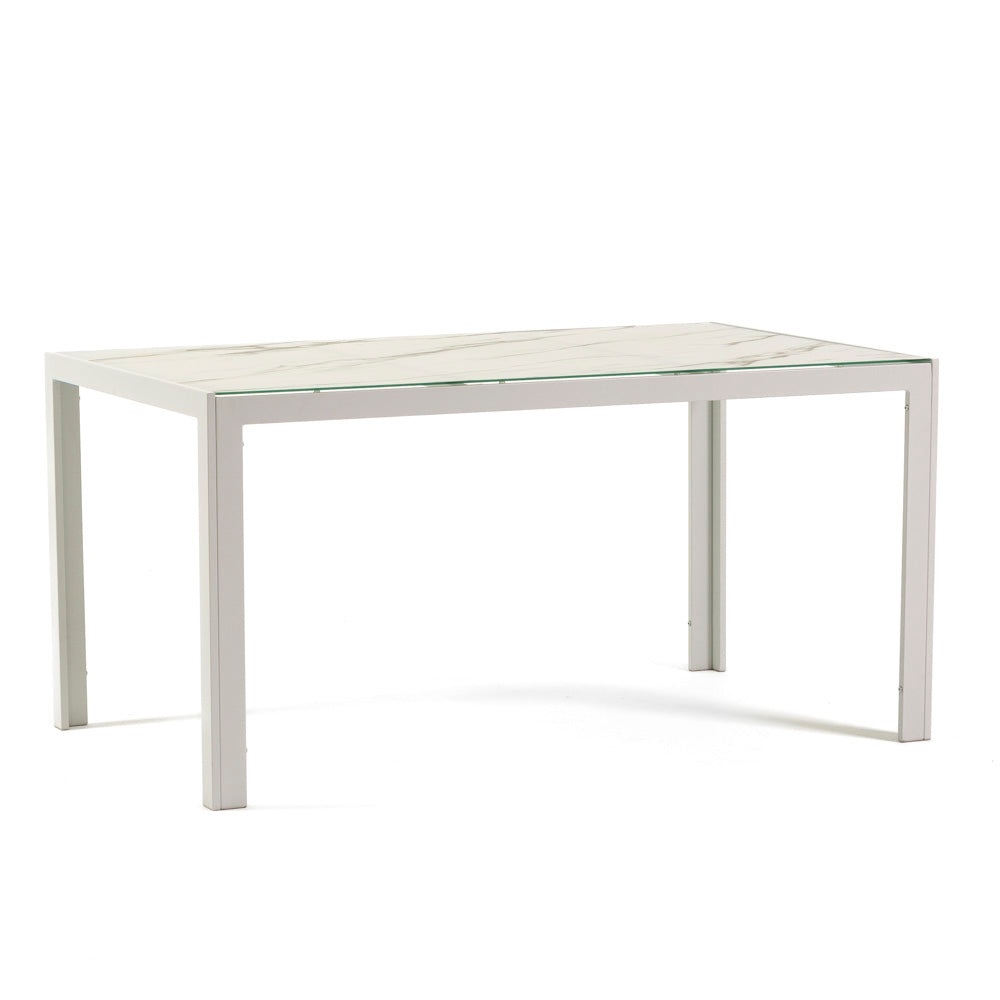 MILO - Masă din sticlă decorată 150x90 cm cu structură din aluminiu