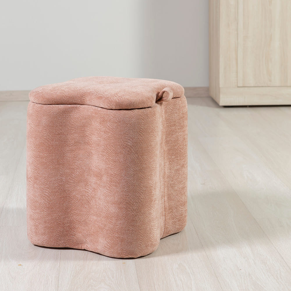 LUCKY - Puf de stat din catifea cu design în formă de trifoi și maner lateral