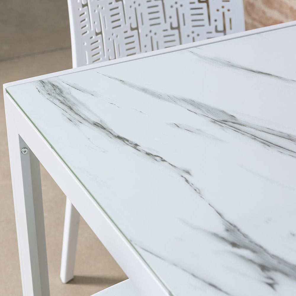 MILO - Masă din sticlă decorată 150x90 cm cu structură din aluminiu