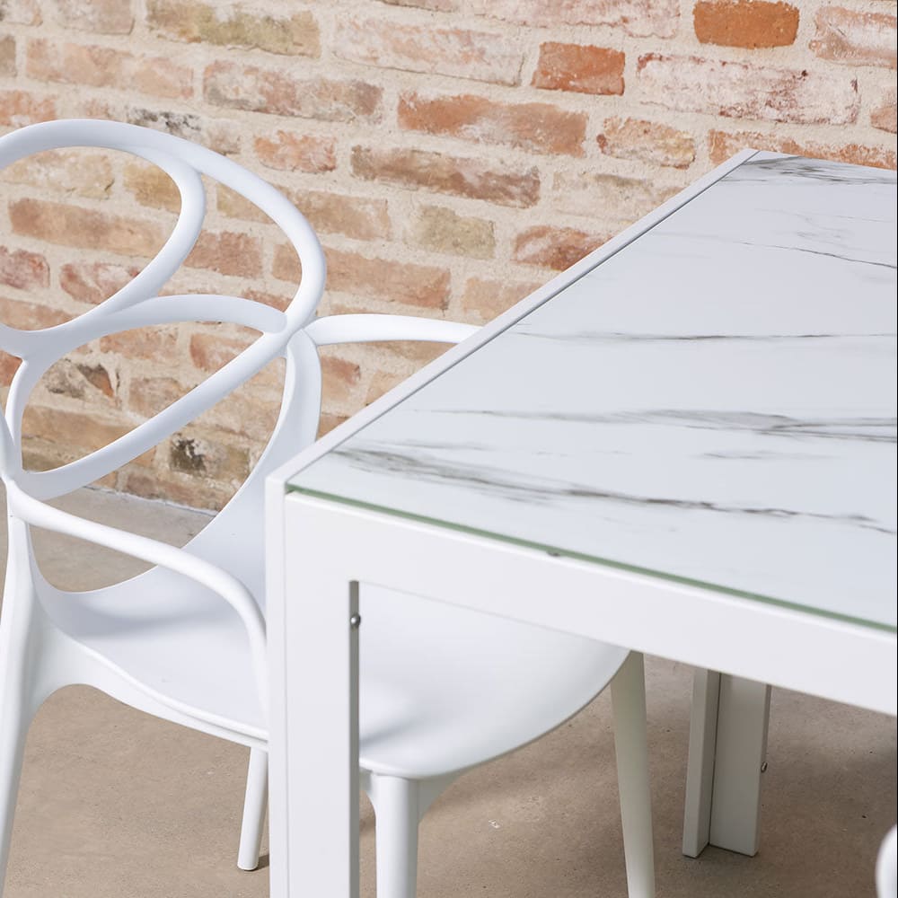 MILO - Masă din sticlă decorată 150x90 cm cu structură din aluminiu