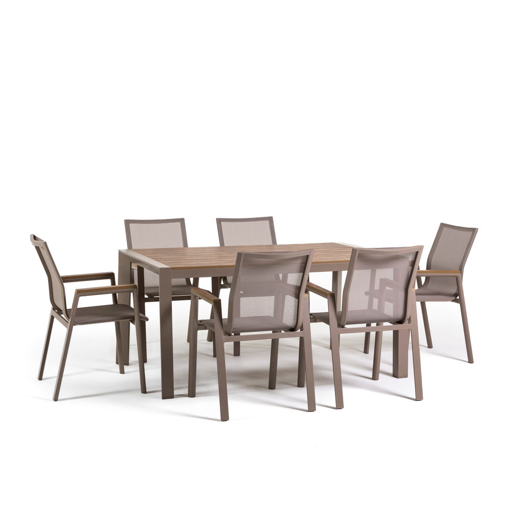 LIAM & DEVA - Set masă cu 6 scaune din aluminiu pentru grădină