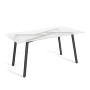 Masă dreptunghiulară Enea din sticlă securizată, dimensiune 155x85 cm, cu design modern și elegant, ideală pentru bucătărie și sala de dining contemporană.