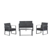 OLBIA set de grădină cu divan, două fotolii și masă cu blat din sticlă, design modern pentru living outdoor