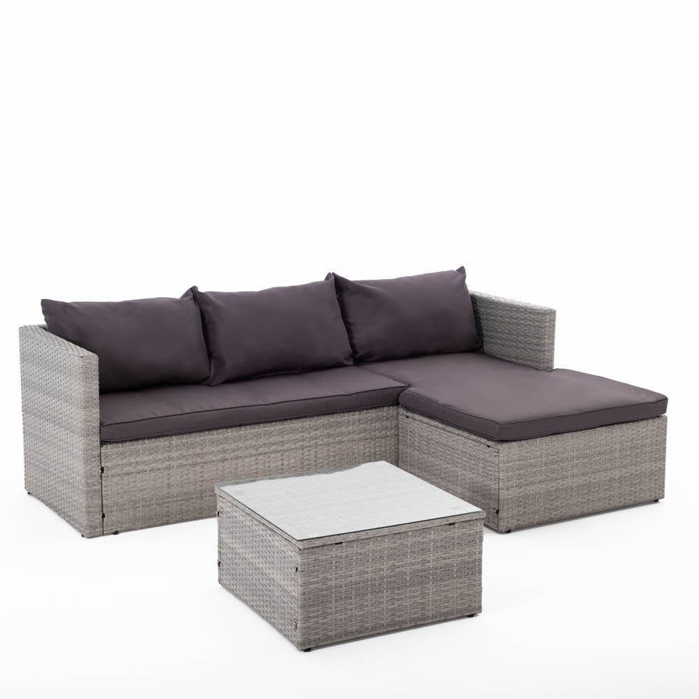 BURANO - Set de grădină tip colț cu canapea și măsuță, design elegant pentru spații outdoor