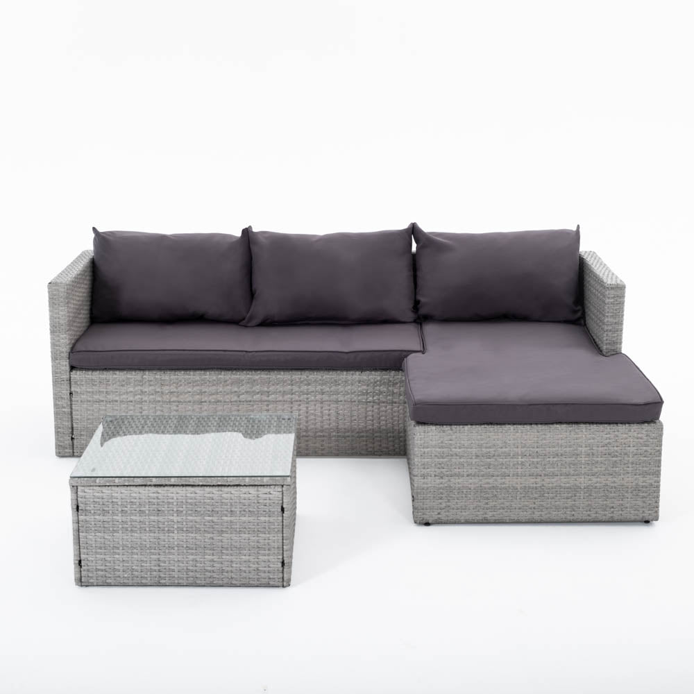 BURANO - Set de grădină tip colț cu canapea și măsuță, design elegant pentru spații outdoor