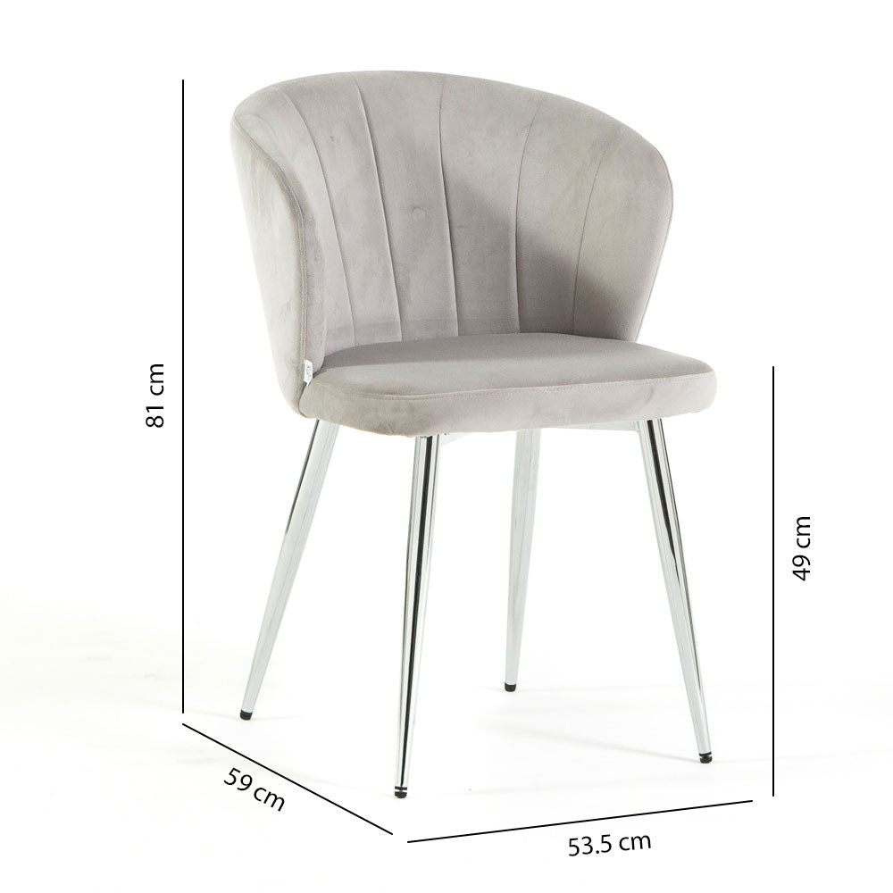 CLARISSA - Scaune din catifea cu spătar ergonomic și picioare metalice
