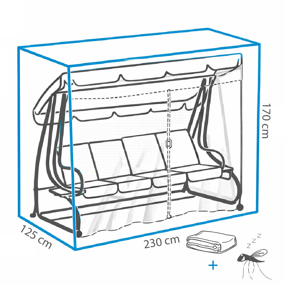 Husă impermeabilă și anti-UV pentru balansoar 4 locuri cu plasă de țânțari