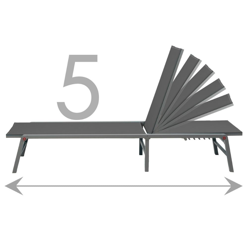 DUNA - Sezlonguri pliabile din aluminiu cu spătar reglabil și masă