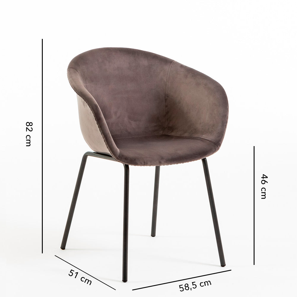 ELODIE - Scaune din catifea cu șezut ergonomic și picior metalic