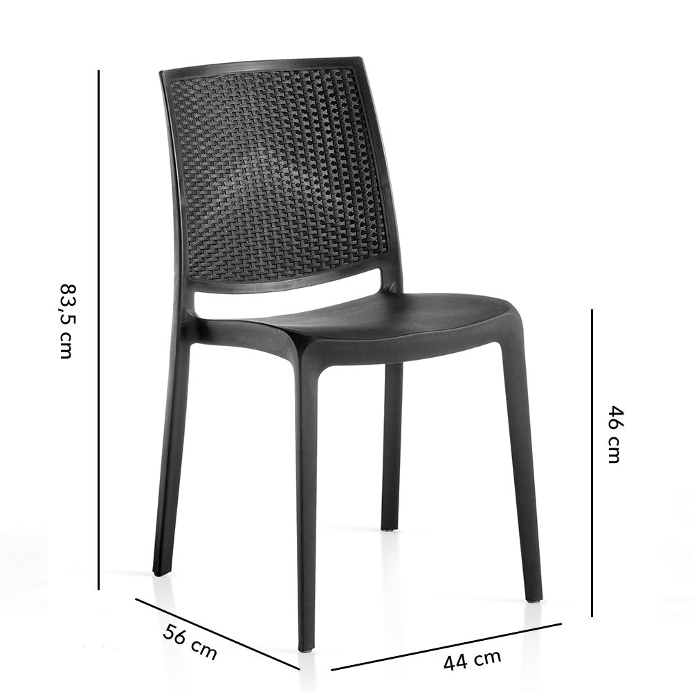 RAUL & ESTER - Set dining exterior cu masă pătrată și 4 scaune efect rattan