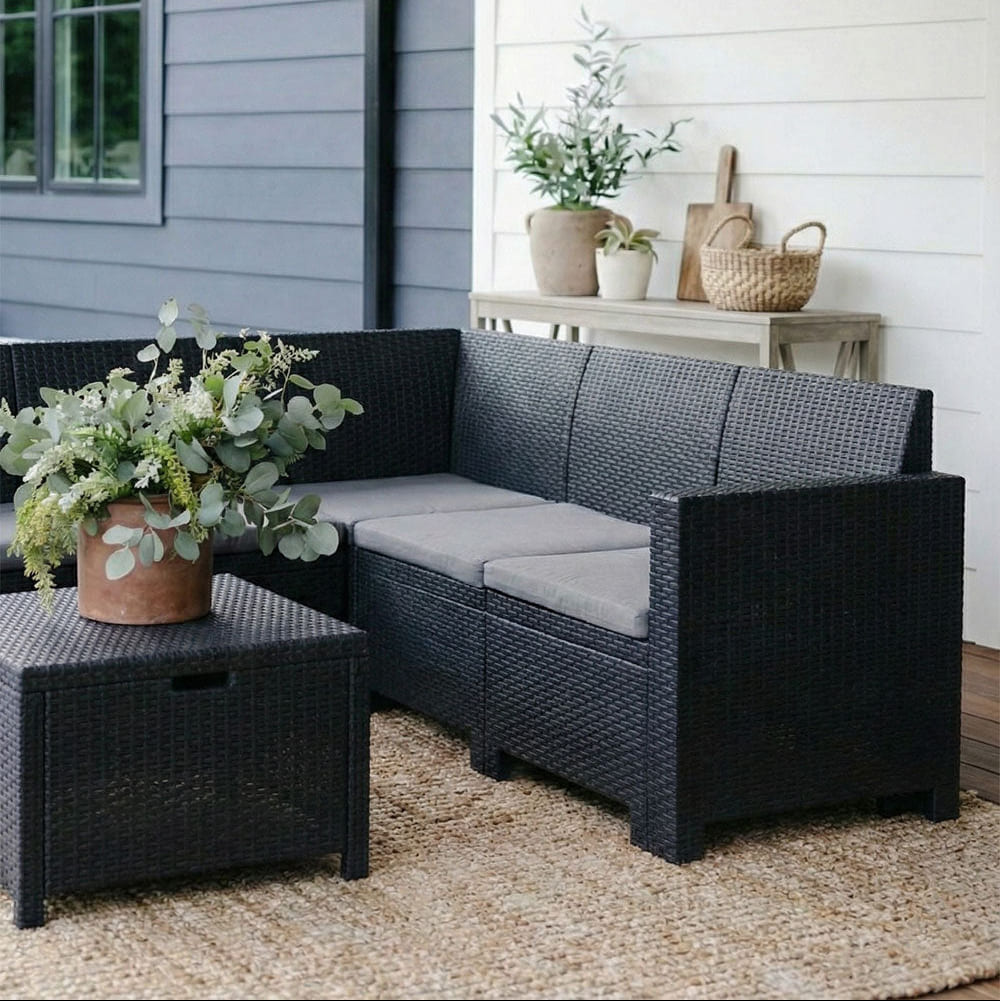 ETNA - Set de exterior cu efect rattan din polipropilenă