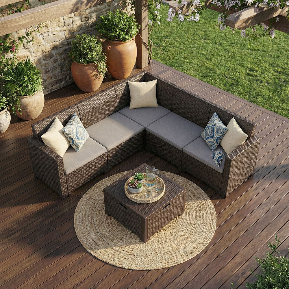 ETNA - Set de exterior cu efect rattan din polipropilenă