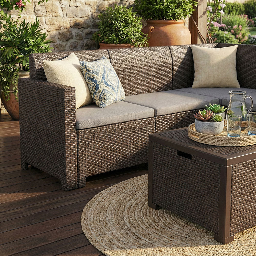 ETNA - Set de exterior cu efect rattan din polipropilenă