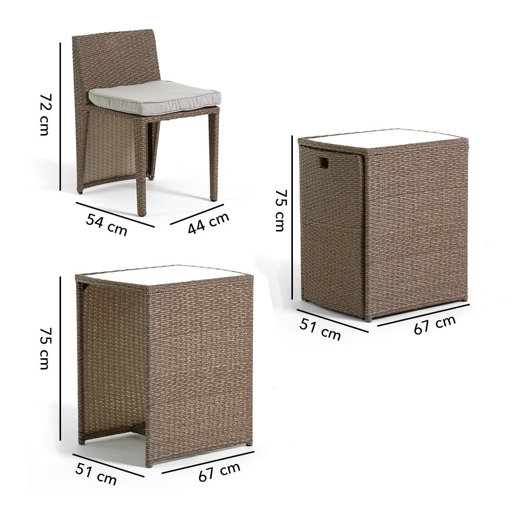 GARDA - Set masă cu scaune, design modern îmbrăcata într-o poliratan