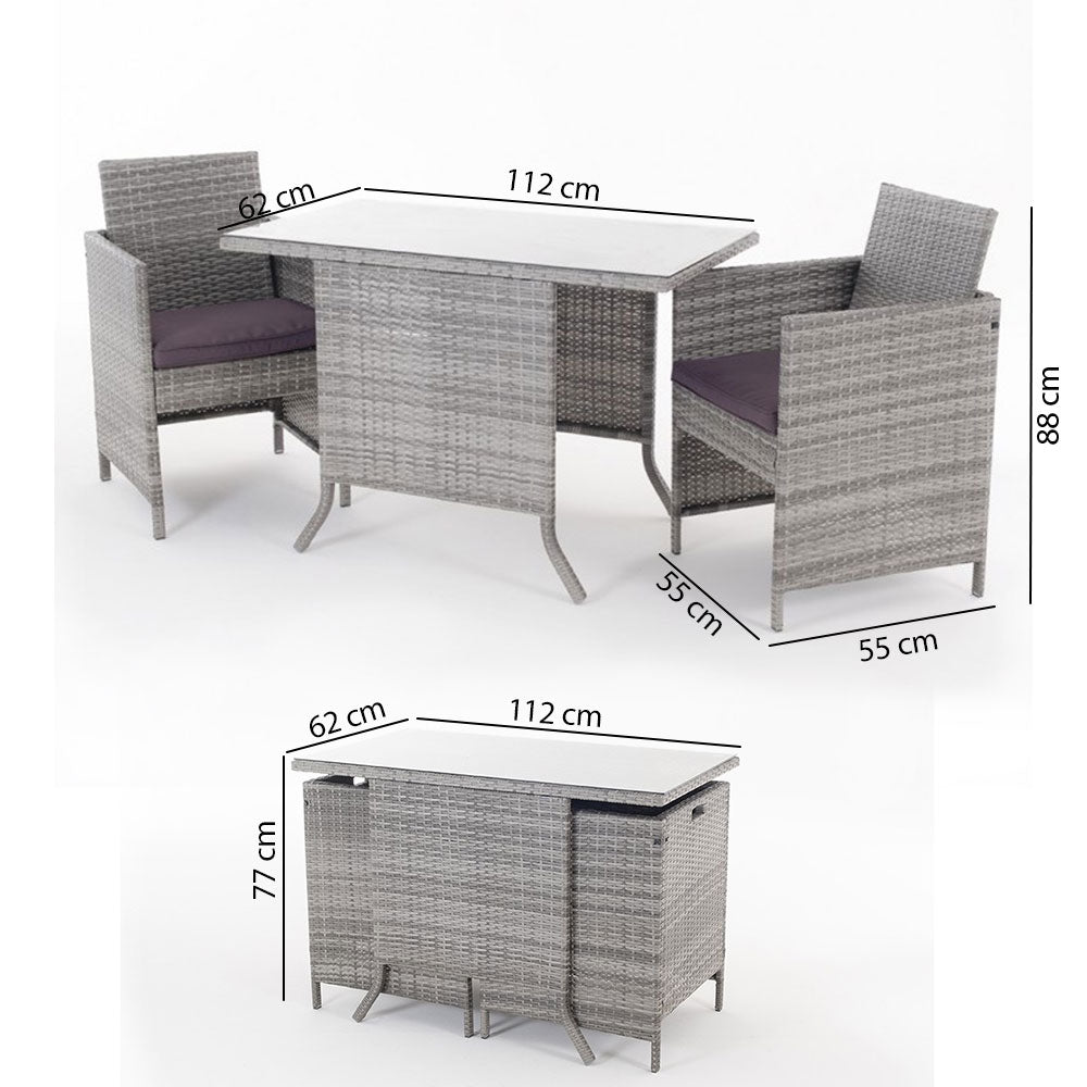 GARDA XL - Set masă cu scaune, design compact îmbrăcata într-o poliratan
