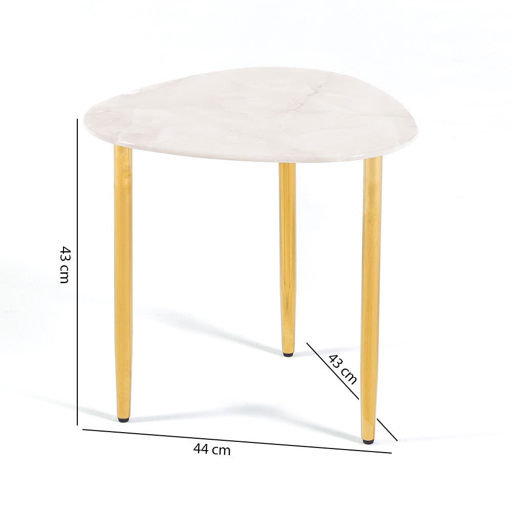 KAIRO - Măsuță de sticlă cu efect marmură 44x43 cm