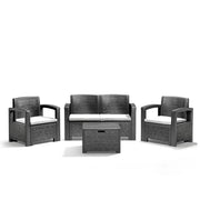 LAGUNA - Set de grădină cu spătar cu depozitare, din rășină efect lemn