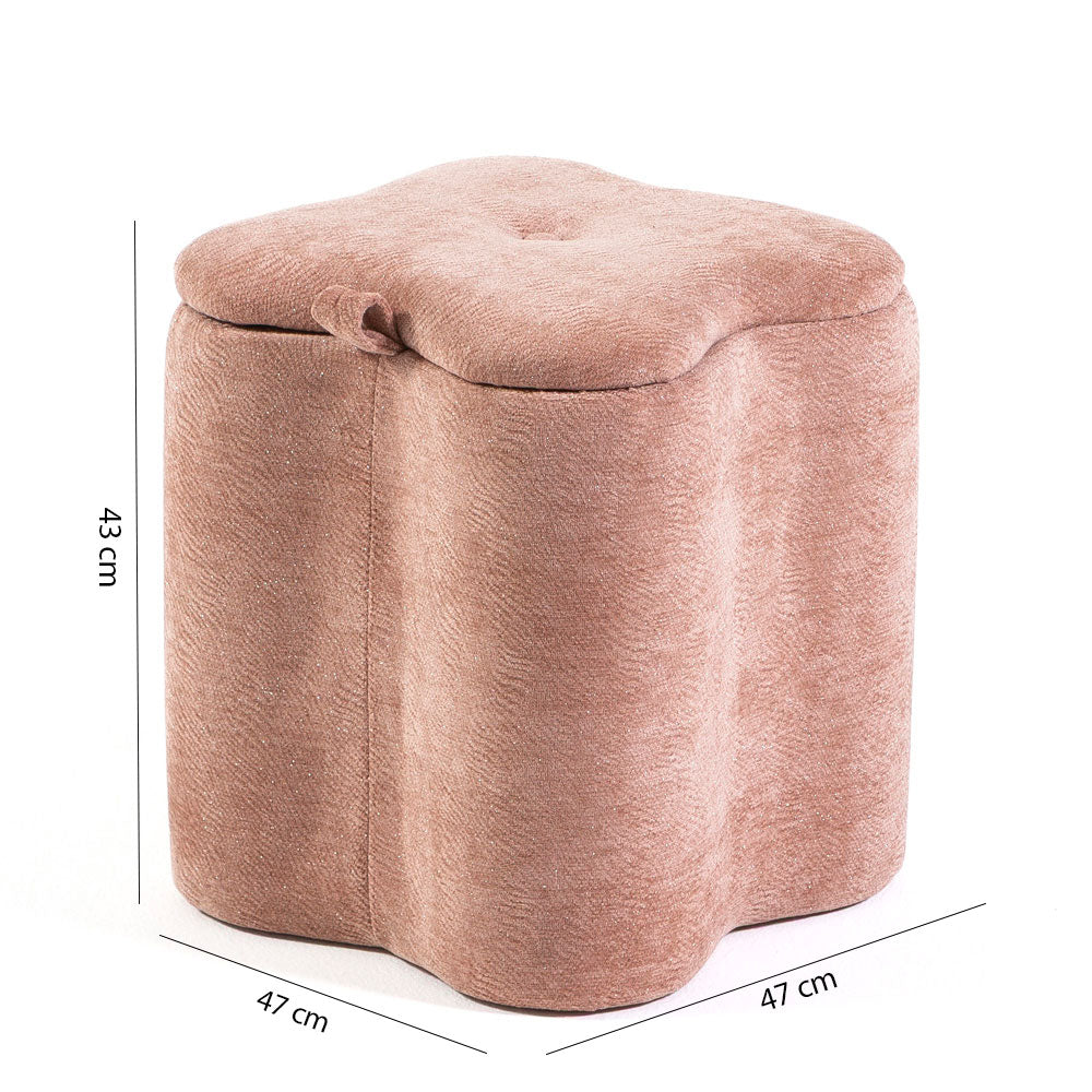 LUCKY - Puf de stat din catifea cu design în formă de trifoi și maner lateral