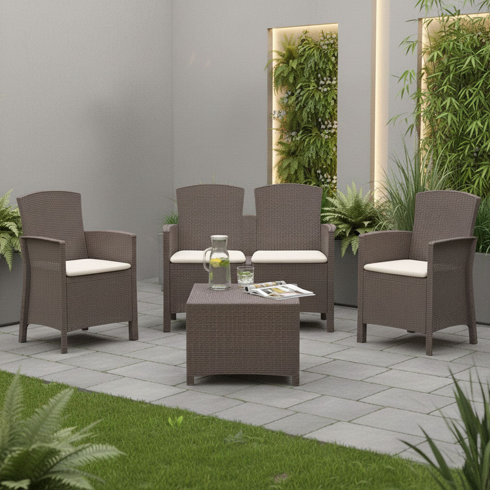 LUGANO - Set de grădină efect rattan cu masă depozitare practică