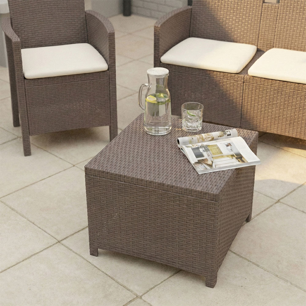 LUGANO - Set de grădină efect rattan cu masă depozitare practică