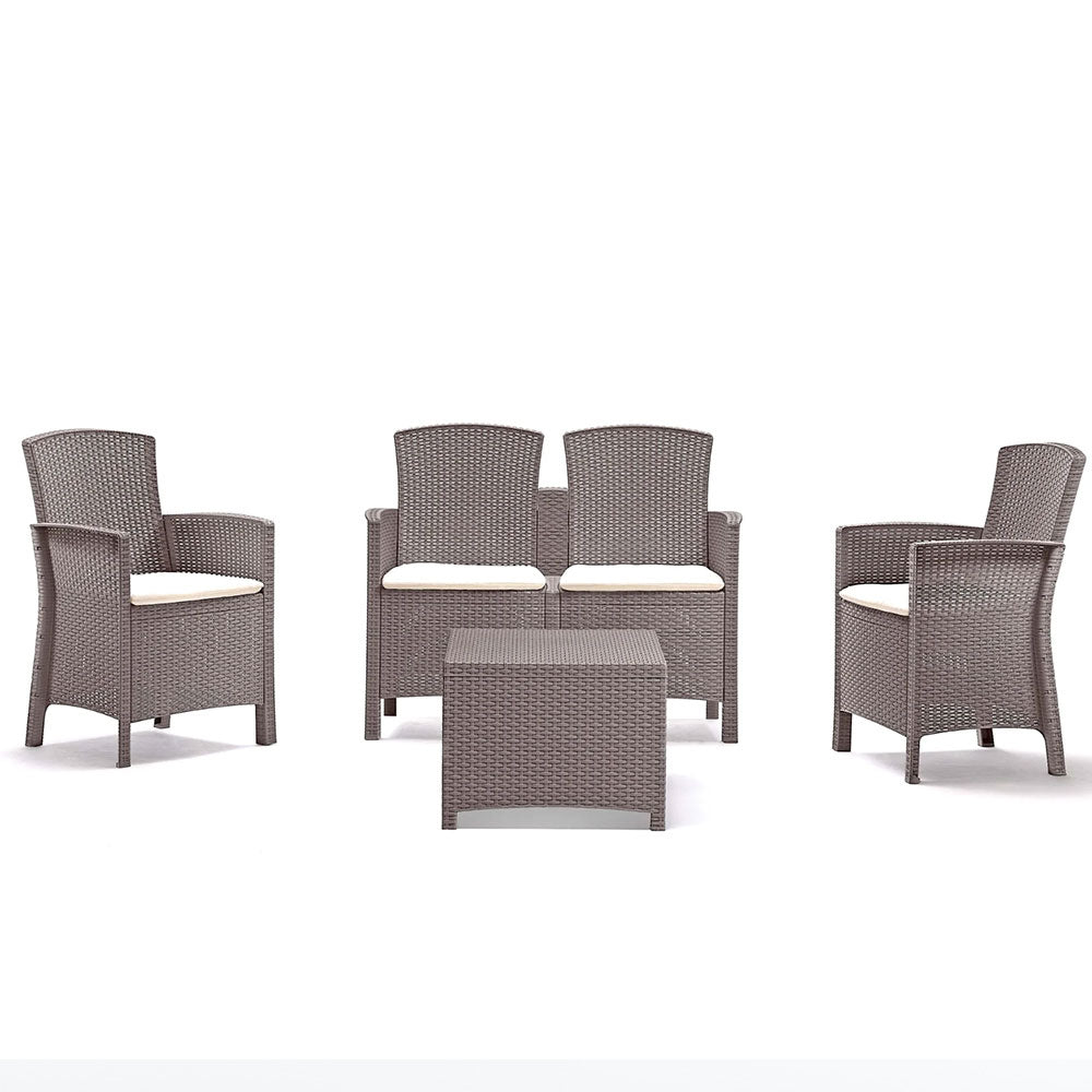 LUGANO - Set de grădină efect rattan cu masă depozitare practică