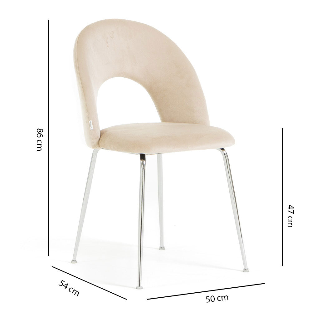 MARGOT - Scaune tapitate din catifea cu design curbat și picioare metalice