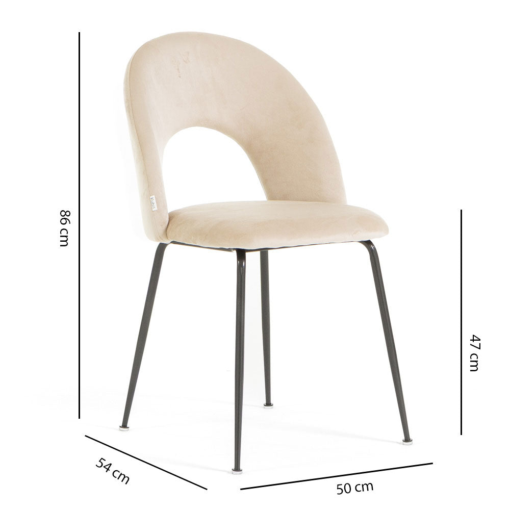 MARGOT - Scaune tapitate din catifea cu design curbat și picioare metalice
