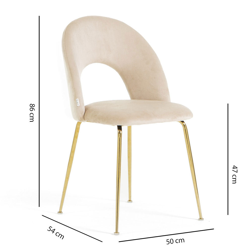 MARGOT - Scaune tapitate din catifea cu design curbat și picioare metalice